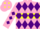 Silk - Pink, yellow hoop with purple diamonds, purple diamonds on sleeves