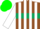 Silk - Brown, dark green hoop, white stripes on sleeves, green cap