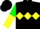 Silk - Black, yellow diamond hoop, green and yellow halved sleeves, black cap