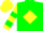 Silk - Green, yellow diamond, green hoops on sleeves, yellow cap