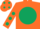 Silk - Orange, Dark Green disc, Orange sleeves, Dark Green spots and spots on cap
