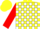 Silk - Yellow and white blocks, red sleeves, yellow cap