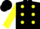 Silk - Black, red and yellow dots, yellow 'sr' on sleeves