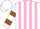 Silk - White, pink stripes, brown bars on sleeves, white cap