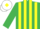 Silk - Emerald green and yellow stripes, white cap, yellow diamond