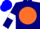 Silk - Navy blue, orange ball, orange armlets on white sleeves, blue cap