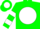 Silk - Green, white ball with 'g', white bars on slvs