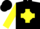 Silk - Black, yellow diamond cross, yellow sleeves, black cap