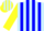 Silk - Light blue, yellow circled 'm', blue stripes on yellow slvs