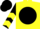 Silk - Yellow, black ball with yellow 'cjp', black sleeves, yellow chevrons, yellow and black cap