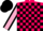 Silk - Hot pink and black blocks, pink sleeves, black seams and cap