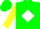 Silk - Green, black 'tnt' on white diamond, yellow lightning bolt, green shamrock on white band and yellow lightning bolt on sleeves, green cap