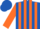Silk - Royal blue, orange belt, orange stripes on sleeves, royal blue cap