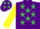 Silk - PURPLE, EMERALD GREEN stars, YELLOW sleeves, YELLOW cap, EMERALD GREEN stars