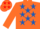 Silk - Orange, royal blue stars, orange sleeves, royal blue cap, red stars