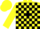 Silk - Yellow, black blocks, black ball on yellow sleeves, yellow cap