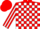 Silk - Red, white blocks, white stripe on sleeves, red cap