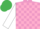 Silk - Mauve and pink check, white sleeves, Emerald Green cap