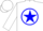 Silk - White, red 'a' inside blue star circle on back