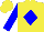 Silk - Yellow, yellow 'roc ii' on blue diamond, blue sleeves, yellow cap