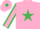 Silk - Pink, emerald green star, pink sleeves, emerald green seams, and diamond on cap