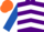 Silk - Purple & white chevrons, royal blue sleeves, orange cap