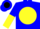 Silk - Blue, black 'psk' on yellow ball, blue & yellow halved sleeves