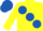 Silk - Yellow, large Royal Blue spots, Yellow sleeves, Royal Blue spots on sleeves and cap
