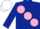 Silk - Dark Blue, large Pink spots, white cap