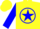 Silk - Yellow, blue circle and star, blue sleeves