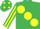 Silk - EMERALD GREEN, large yellow spots, striped sleeves, em.green cap, yellow spots