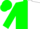 Silk - Green and white halves, green 'p' on white half, green sleeves, green cap
