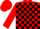 Silk - Red and black blocks, black 'g', red cap