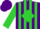 Silk - Purple, lime  'b', lime diamond, lime stripes on sleeves, purple cap