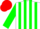 Silk - White, red and green stripes, red 'm', red and green sleeves, red cap