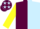 Silk - Maroon and Light Blue (halved), Yellow sleeves, Maroon cap, Light Blue stars