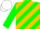 Silk - Green and gold diagonal stripes, white cap