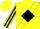 Silk - Yellow, black diamond sash, black diamond stripe on sleeves, yellow cap