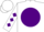 Silk - White,  purple ball, purple diamonds on sleeves, white cap