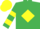 Silk - Emerald Green, Yellow diamond, hooped sleeves, Yellow cap