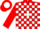 Silk - Red and white blocks, red 'g' on white ball, red sleeves