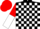 Silk -  black and white blocks, red and white halved sleeves, red cap