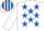 Silk - White, royal blue stars, white sleeves, striped cap