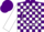 Silk - Purple, white circle purple 'd',white blocks on sleeves, purple cap
