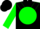 Silk - Black, full house on fluorescent green ball, fluorescent green chevron on sleeves, black cap