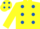 Silk - YELLOW, royal blue spots, yellow sleeves, yellow cap, royal blue spots