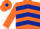 Silk - Orange, dark blue chevrons, orange sleeves, orange cap, dark blue diamond