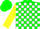 Silk - Green and White check, yellow sleeves, green cap