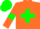 Silk - Orange, green cross belts, green armlets, orange and green checked cap