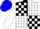 Silk - Black and white quarters, blue and white blocks on sleeves, blue cap